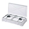 Cocina de gas butano esmaltada portátil , 2 fuegos, con tapadera, con quemador desmontables
