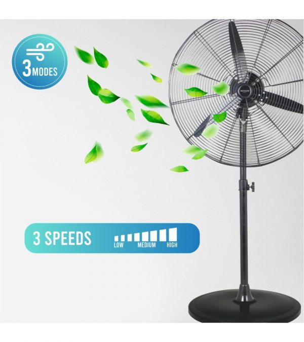 Ventilador de Pie, 160 W, Acero Inoxidable, 3 Velocidades, Negro, modelo Tornado - Imagen 4