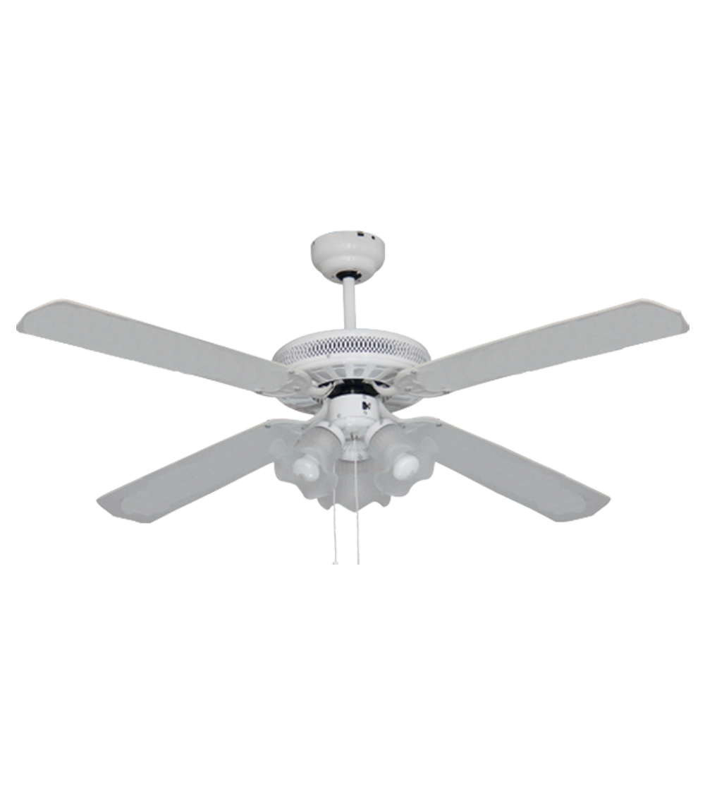 Ventilador de techo clásico, tres tulipas 3xE27, 60 W, color blanco, 132 cm de diámetro, Alicante blanco