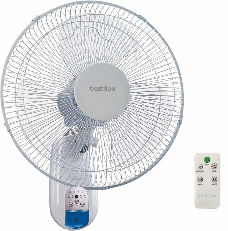 Ventilador de pared de 40 cm con mando a distancia, 50 W, blanco, Calahonda