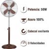 Ventilador de pie metálico, 50 W, 3 Velocidades, color chocolate, modelo Palma - Imagen 5