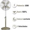 Palma Ventilador de Pie metálico, 50 W, Acero Inoxidable, 3 Velocidades, color Champagne - Imagen 5