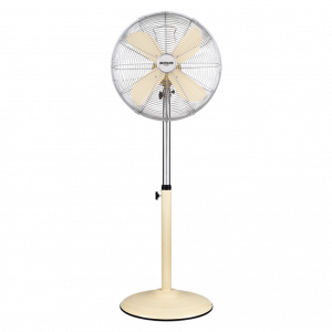 Palma ventilador metálico con base redonda, 50 W, Acero Inoxidable, 3 Velocidades, Vainilla