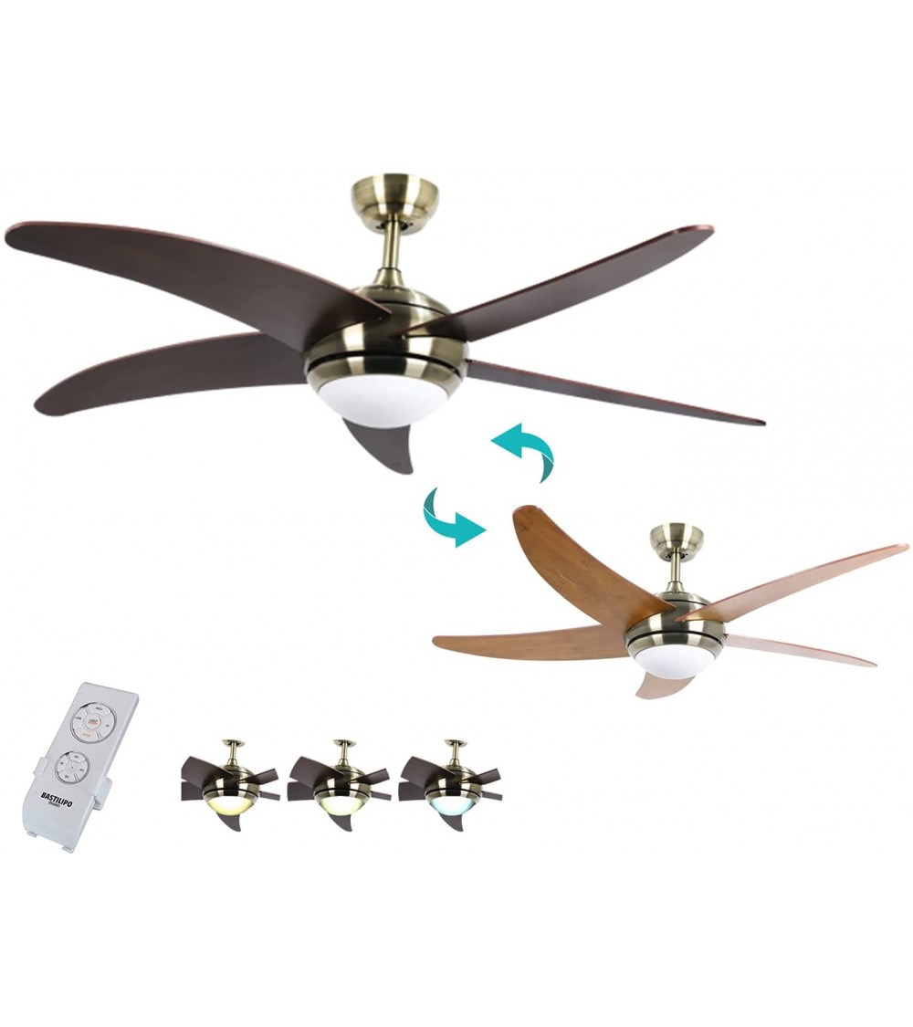 Ventilador de techo Bastilipo Malibu Cuero 3 Led - Imagen 5