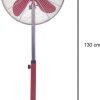 Palma Ventilador de Pie Redondo, 50 W, Acero Inoxidable, 3 Velocidades, Rojo - Imagen 4