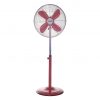 Palma Ventilador de Pie Redondo, 50 W, Acero Inoxidable, 3 Velocidades, Rojo