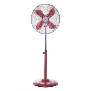 Palma Ventilador de Pie Redondo, 50 W, Acero Inoxidable, 3 Velocidades, Rojo