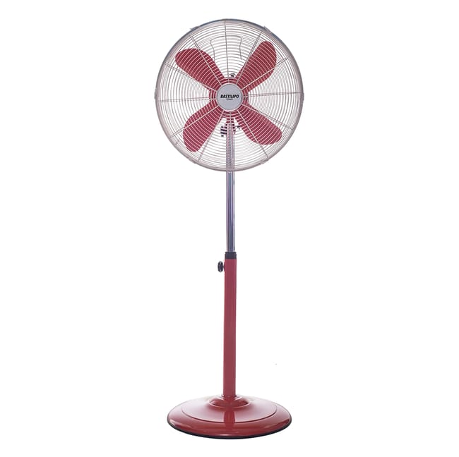 Palma Ventilador de Pie Redondo, 50 W, Acero Inoxidable, 3 Velocidades, Rojo