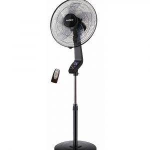Ventilador de pie con mando a distancia, 50W, base redonda, gama premium, modelo Coin Black