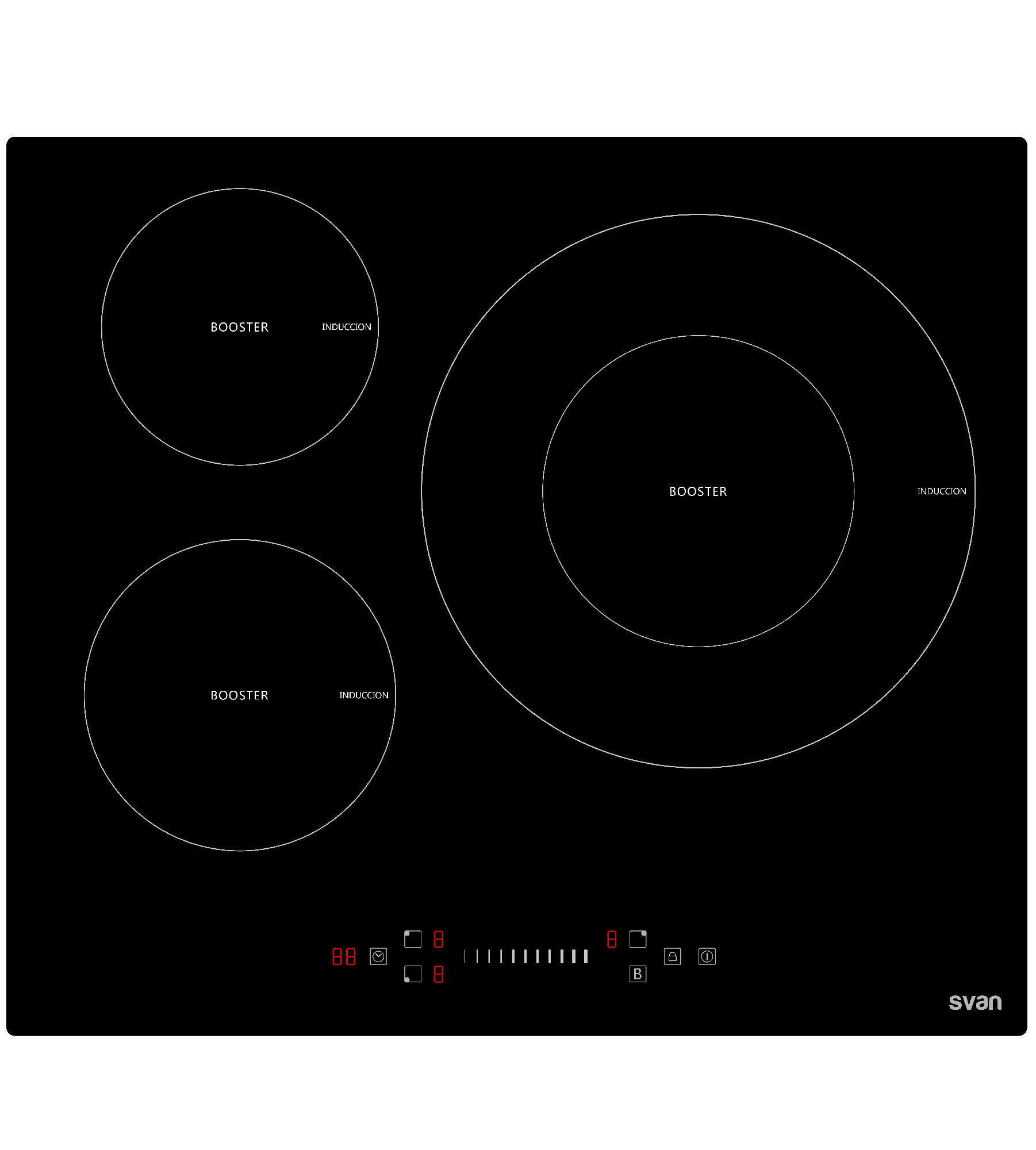 Vitrocerámica Svan SVI632B Placa Inducción 3 Zonas 60cm Negra