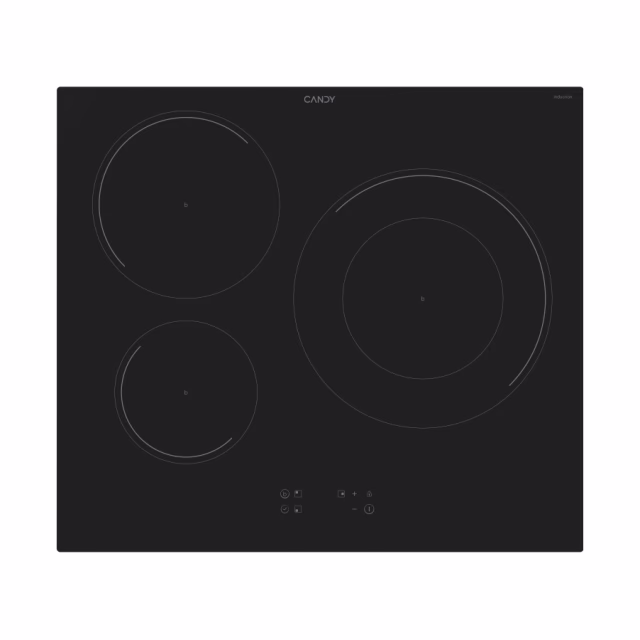 Placa inducción - CANDY CI633C, 3 zonas, 590 mm, Negro