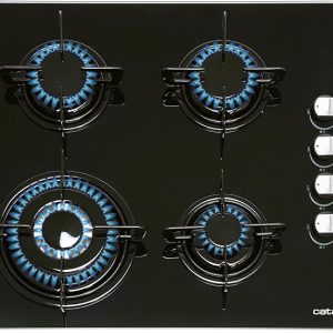 Encimera - Cata CIB 6031 BK, Vitrocerámica, Gas Butano, 4 quemadores, Negro