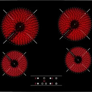 Placa vitrocerámica - Teka TB 6415, 4 zonas, Zona grande 21 cm, Touch Control, 60 cm, Negro