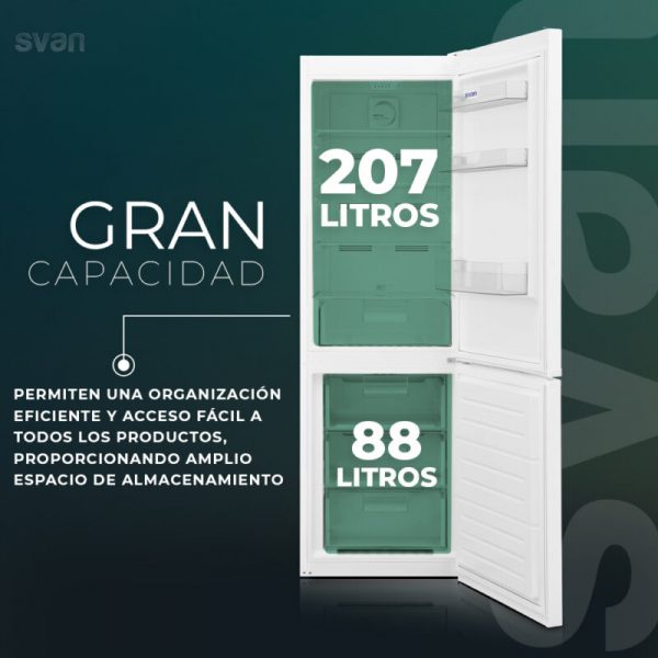 Frigorifico Combi Svan SC185601ENF No Frost E 186cm 59,5cm 60cm Blanco - Imagen 3