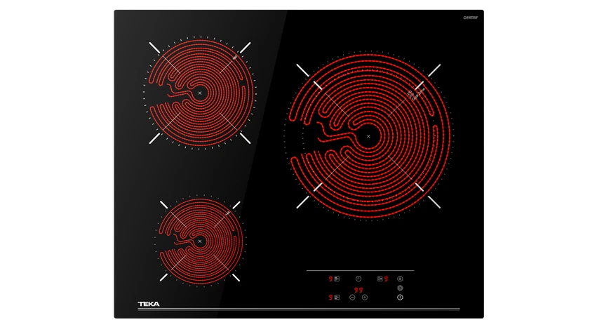 Placa vitrocerámica - Teka TB 6315, 3 zonas, Zona grande 27 cm, Touch Control, 60 cm, Negro