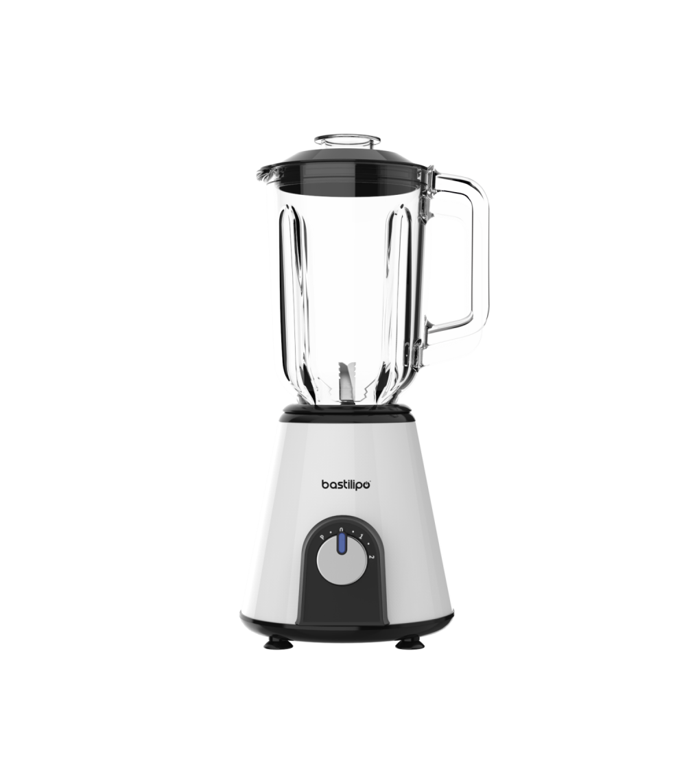 Batidora de vaso 800W, chasis de acero, 2 velocidades + pulse, jarra 1,5 litros, color blanco, BVA-800B