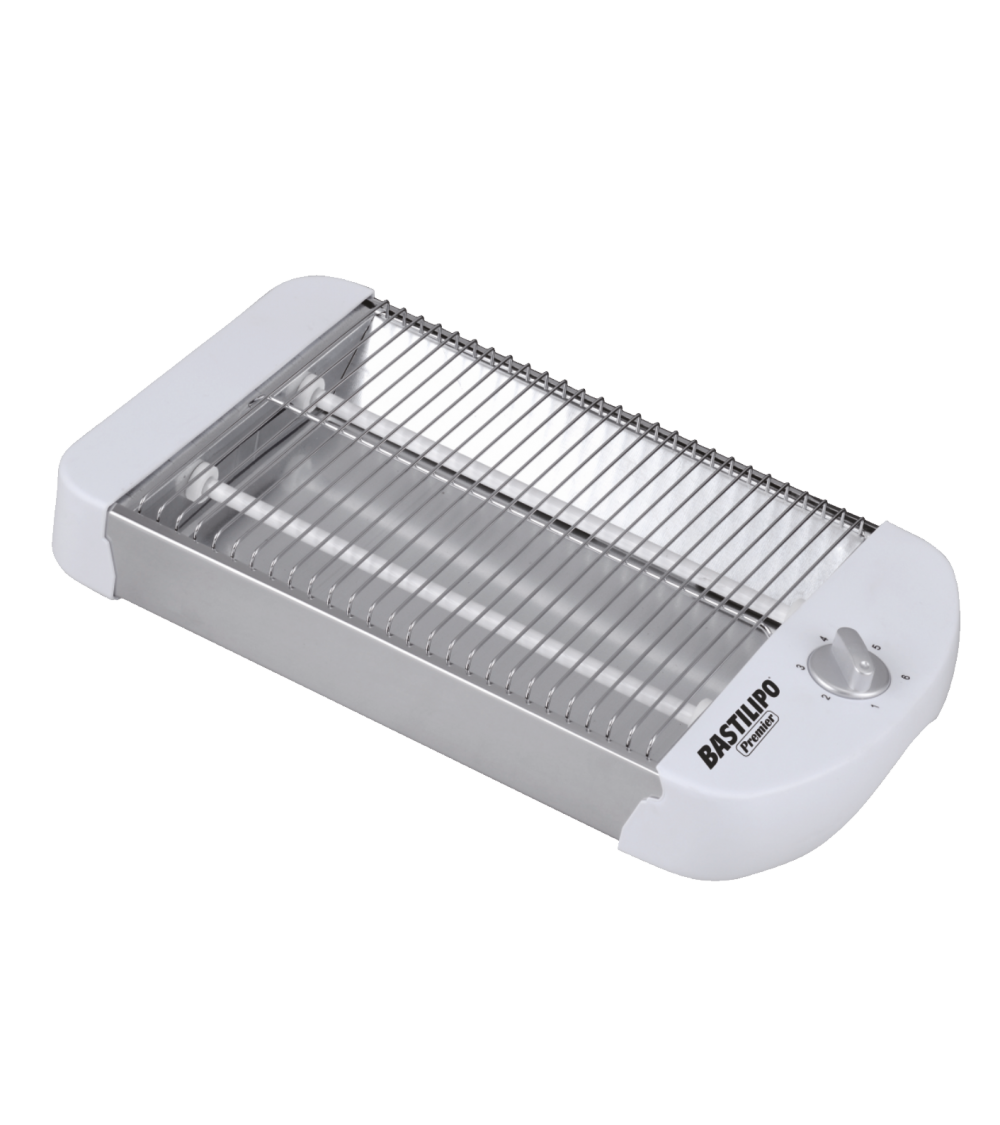 Tostador plano, 600W, 2 resistencias, temporizador mecánico, color blanco, TPB-600