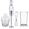 Batidora de brazo con accesorios de 1200W, 4 cuchillas de acero, color blanco/acero, TURBOMIX-1200ACC