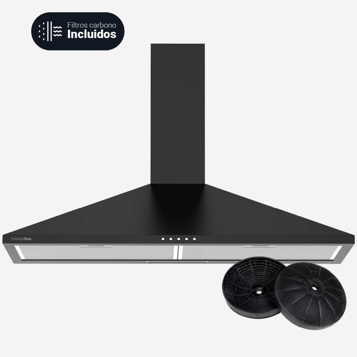 Campana Piramidal Negra 90cm Clase C EVEREST 6090B