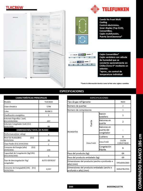 COMBI TELEFUNKEN TLKC86W - Imagen 4