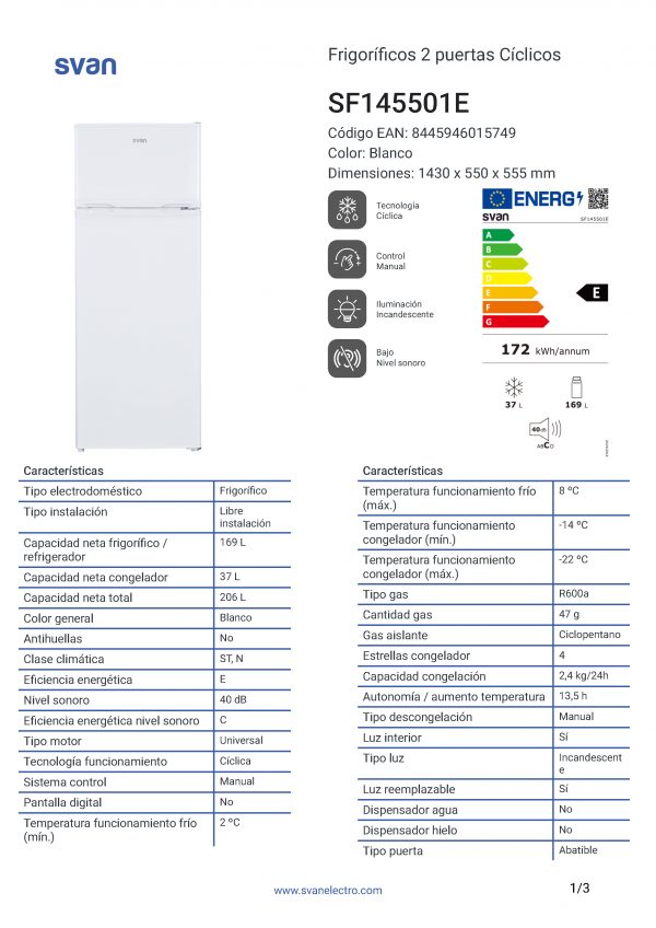 FRIGORIFICO SVAN SF145501E - Imagen 4