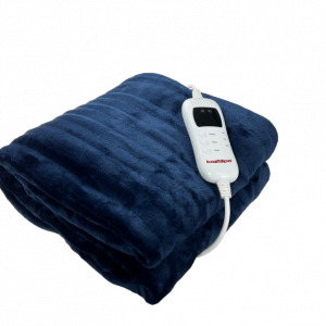 BASTILIPO, MELC-120, manta eléctrica de franela azul de 180 x 130cm, 120W, 9 niveles de calor, mando led, temporizador 1-9 horas