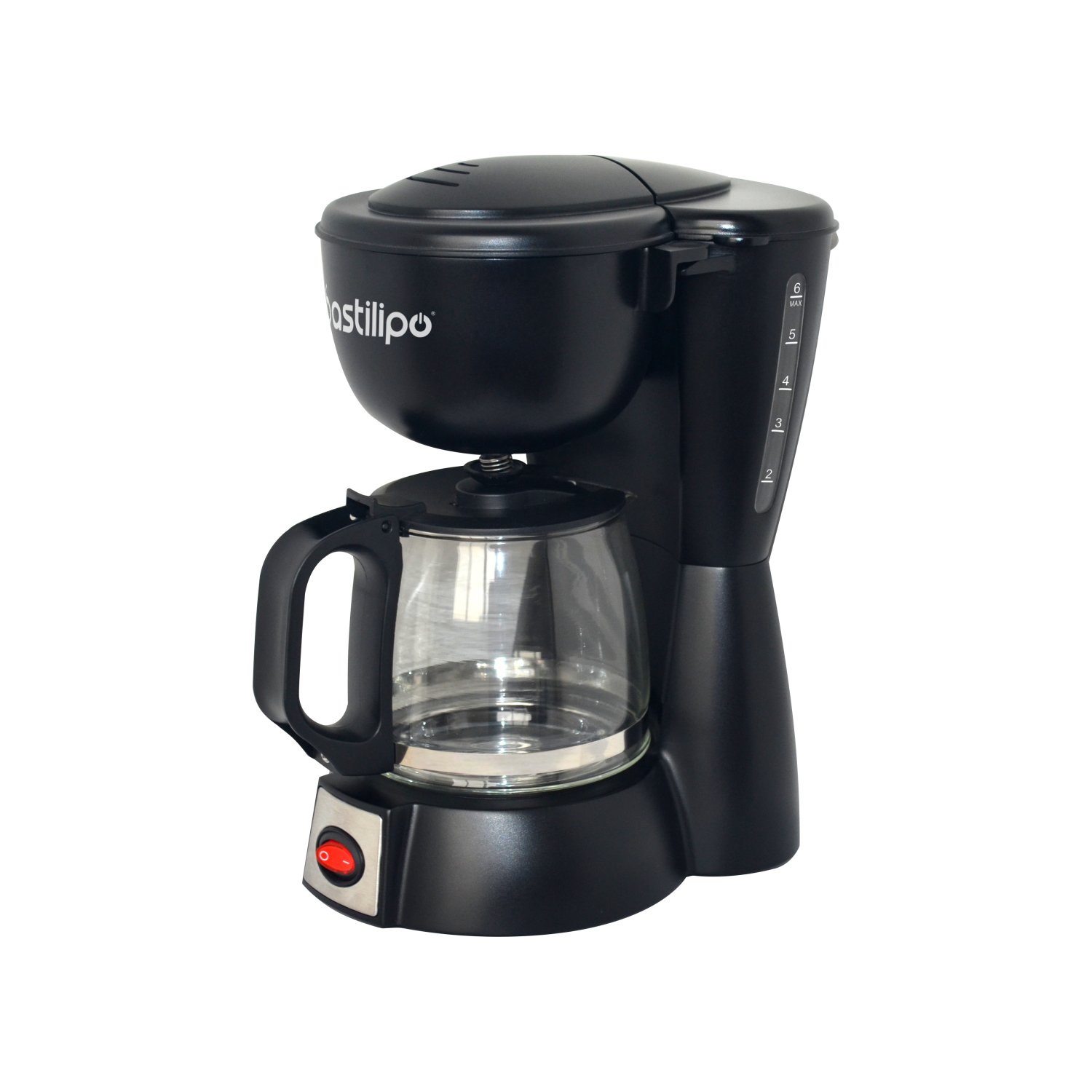 BASTILIPO, MOKKA GOTEO 6, cafetera de goteo de 6 tazas, 600W, negro/acero