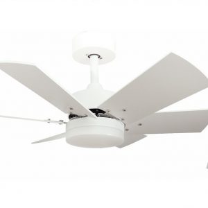 BASTILIPO, CALA BLANCA DC, ventilador de techo con motor DC, mando a distancia, 75 cm Ø, 6 aspas, blanco/roble claro, luz led 3 tonos